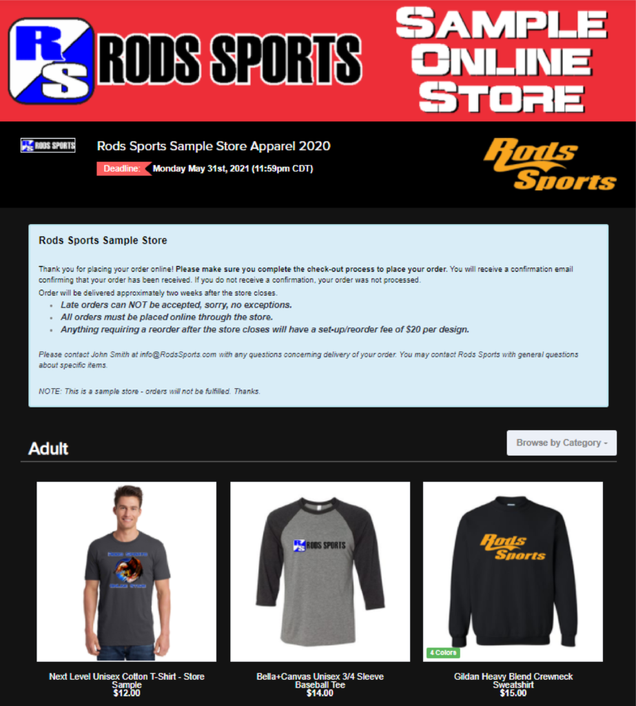 Rods Sports Custom Online Store