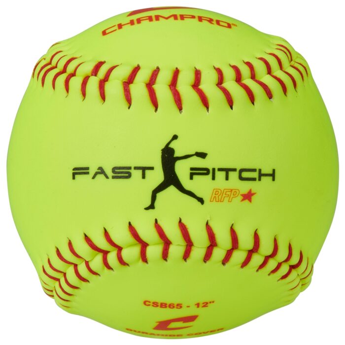 CHAMPRO CSB65 Durahide Cover 12" Practice Softballs in a Black Bucket – 18 Balls and one Rods Can Sleeve Included - Image 2