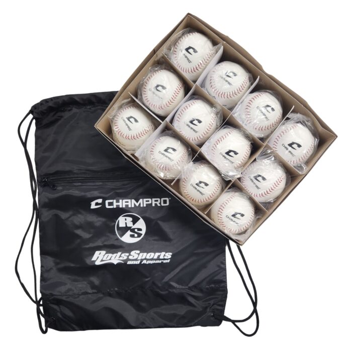 CHAMPRO CBB-200D Leather Cover Blemished Baseballs and Sackpack – 12 Balls and One Drawstring Backpack Included - Image 2
