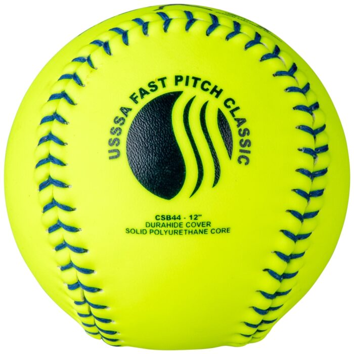 CHAMPRO CSB44 Durahide Cover 12" USSSA Game Softballs in a Blue Bucket – 18 Balls - Image 3